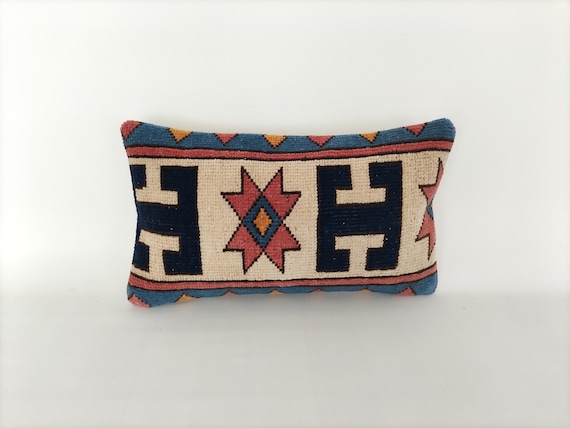 Anatolian Pillow Cover 12x20 -Livingroom Decor -Ethnic Pillow -Handwoven Pillow -Couch Accent Pillow -Vintage Pillow -Carpet Pillow Cover