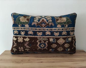 Kilim Kissenbezug 16x24, Dekokissen, Handgewebtes Kissen, Kelimkissen, Vintage Lendenkissen, Kissenbezug