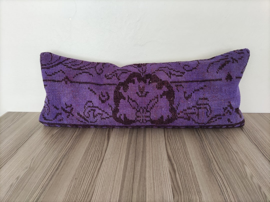 Purple Lumbar Pillow Cover 14x36 long Lumbar Pillow pillow Etsy