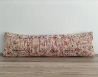 Long Lumbar Pillow Cover 12x40, Rustic Pillow, Pillow For Bed, Turkish Kilim Pillow, Extra Long Lumbar Pillow, Farmhouse Pillow, Home Decor