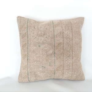 Rug Throw Pillow, Vintage Kilim Pillow 20x20, Handwoven Pillow For Couch, Boho Textured Pillow, Sofa Accent Pillow, Kilim Pillow