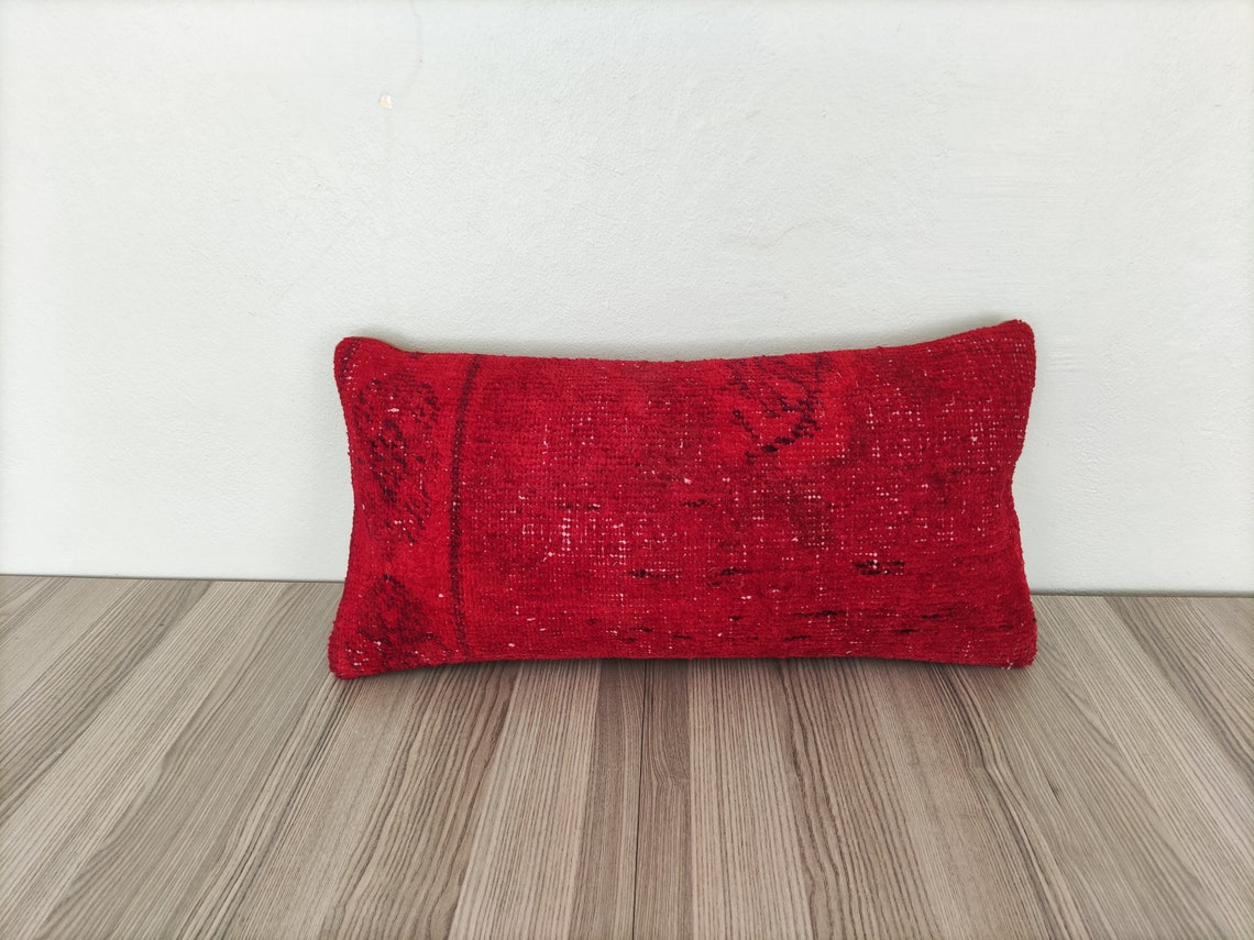 Red Pillow Cover 12x24 lumbar Pillow Cover embroidered Etsy UK
