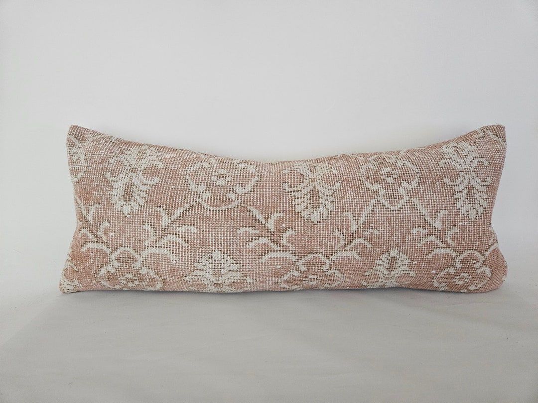 Vintage Lumbar Pillow, Long Lumbar Pillow, Handwoven Pillow, Turkish