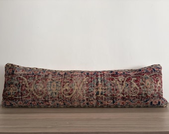 Handwoven Turkish Rug Lumbar Pillow Cover, Farmhouse Decor (12x40)