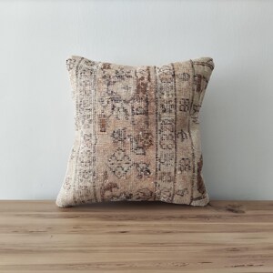 Cuscino Kilim Vintage, Cuscini Decorativi per Divano, Cuscino Tessuto a Mano, Cuscino Kilim Turco, Federa 16x16, Cuscino Boho, Cuscino Kilim Smorzato
