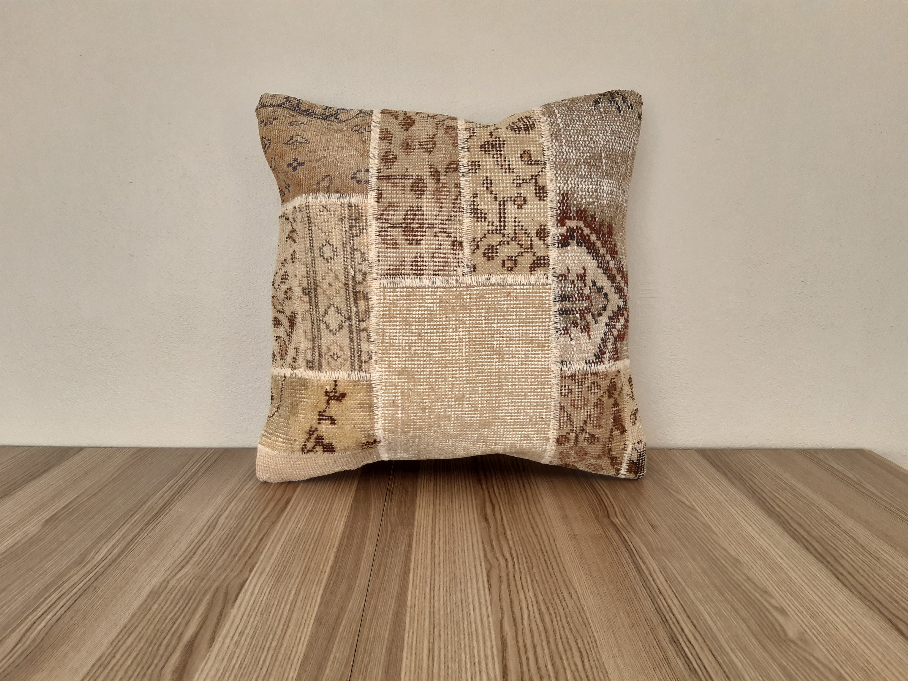 Beigebrown Pillow Cover20x20patchwork Pillow Coverlarge Etsy