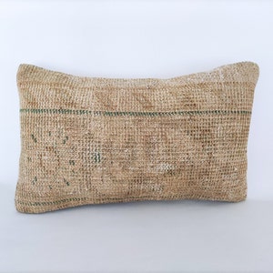 Decorative Lumbar Pillow 12x20, Handmade Pillow, Turkish Rug Pillow, Boho Pillow, Pillow For Couch, Vintage Kilim Pillow, Farmhouse Pillow