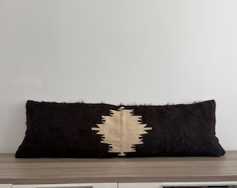 Handmade Kilim Lumbar, Designer Pillow 14x52