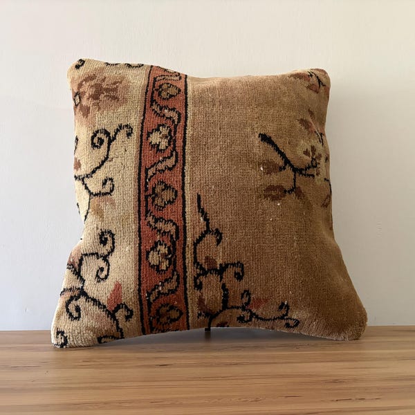 Vintage Turkish Kilim Pillow Cover, Farmhouse Decor 20x20