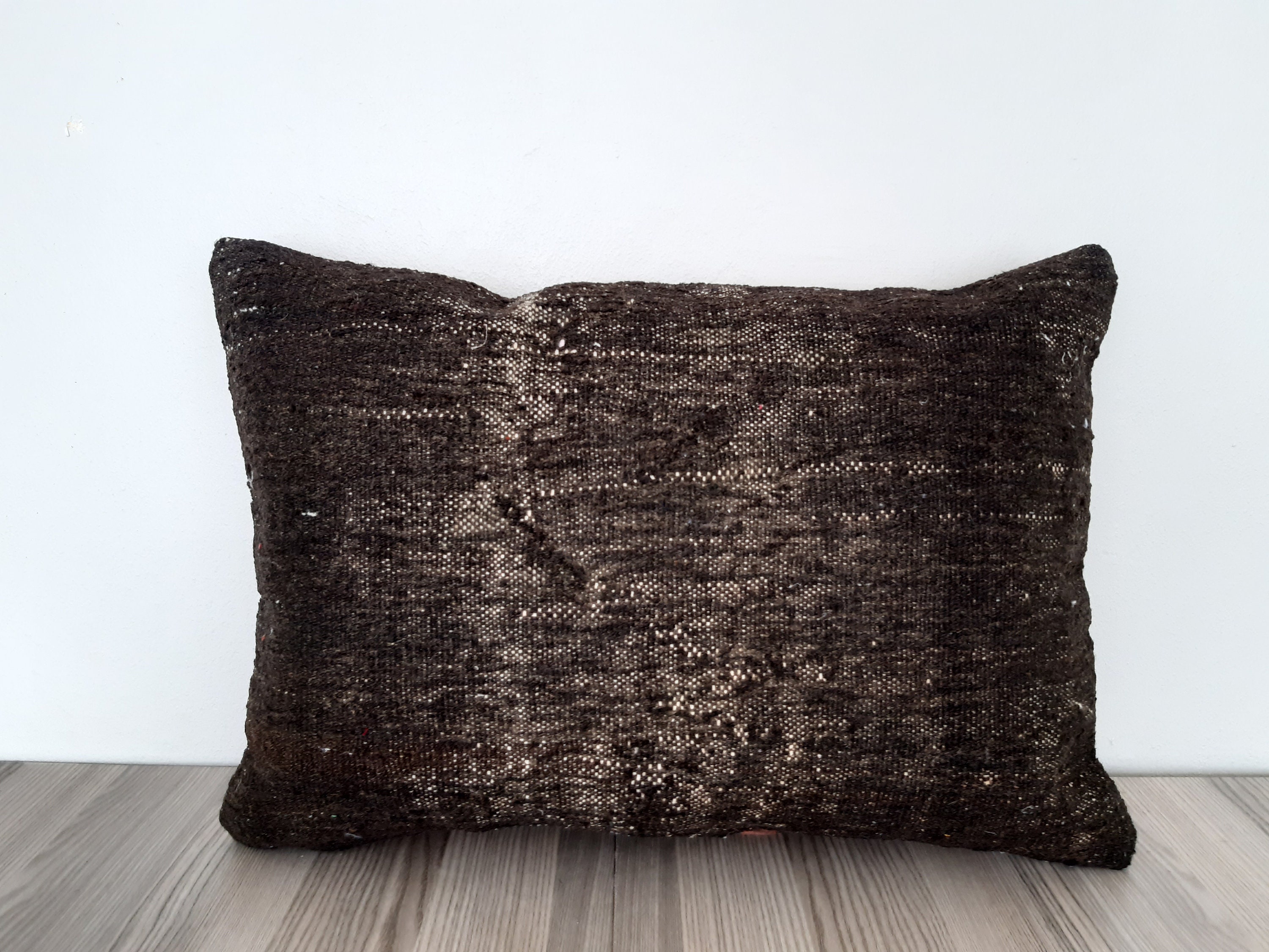 Brown Rectangle Pillow 16x24 large Lumbar Pillow vintage Etsy