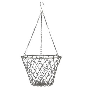 Grey Hanging Basket With Chain / Holder For Pot Flowers By Ib Laursen