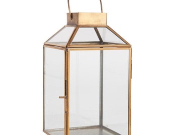 Brass Glass Lantern Norr Witch Inclined Glass Top by Ib Laursen 25.5 cm