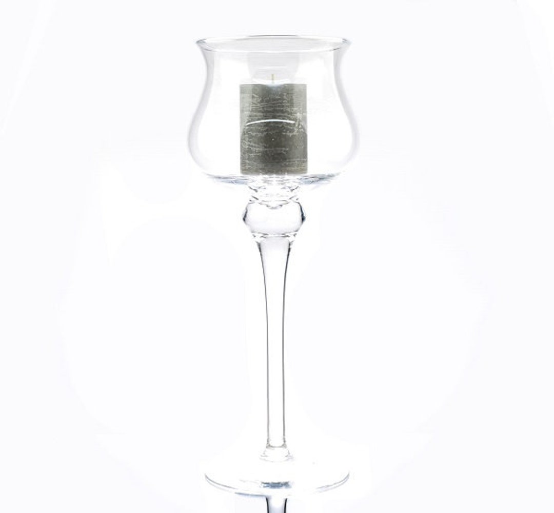 Tall Glass Vase Centerpieces Candle Holder Footed 45 Cm Etsy