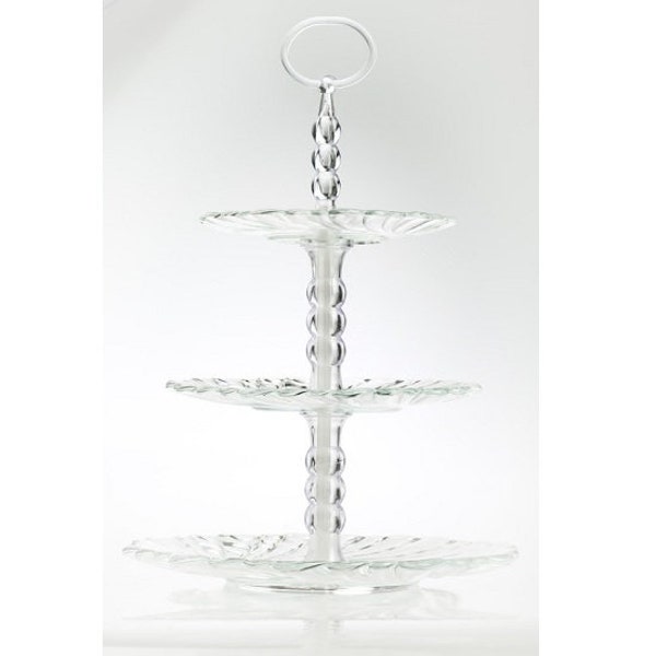 Three Tiered Glass Cake Stand Large 40 cm