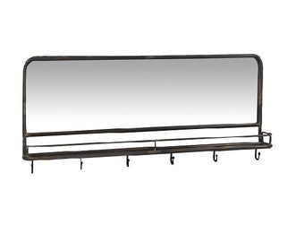 Black Coat Rack With Mirror & 6 Hooks By Ib Laursen