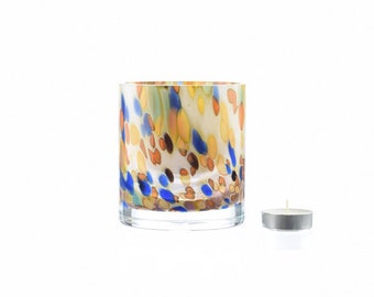 Handmade Thick Glass Candle Holder Colorful H:11cm