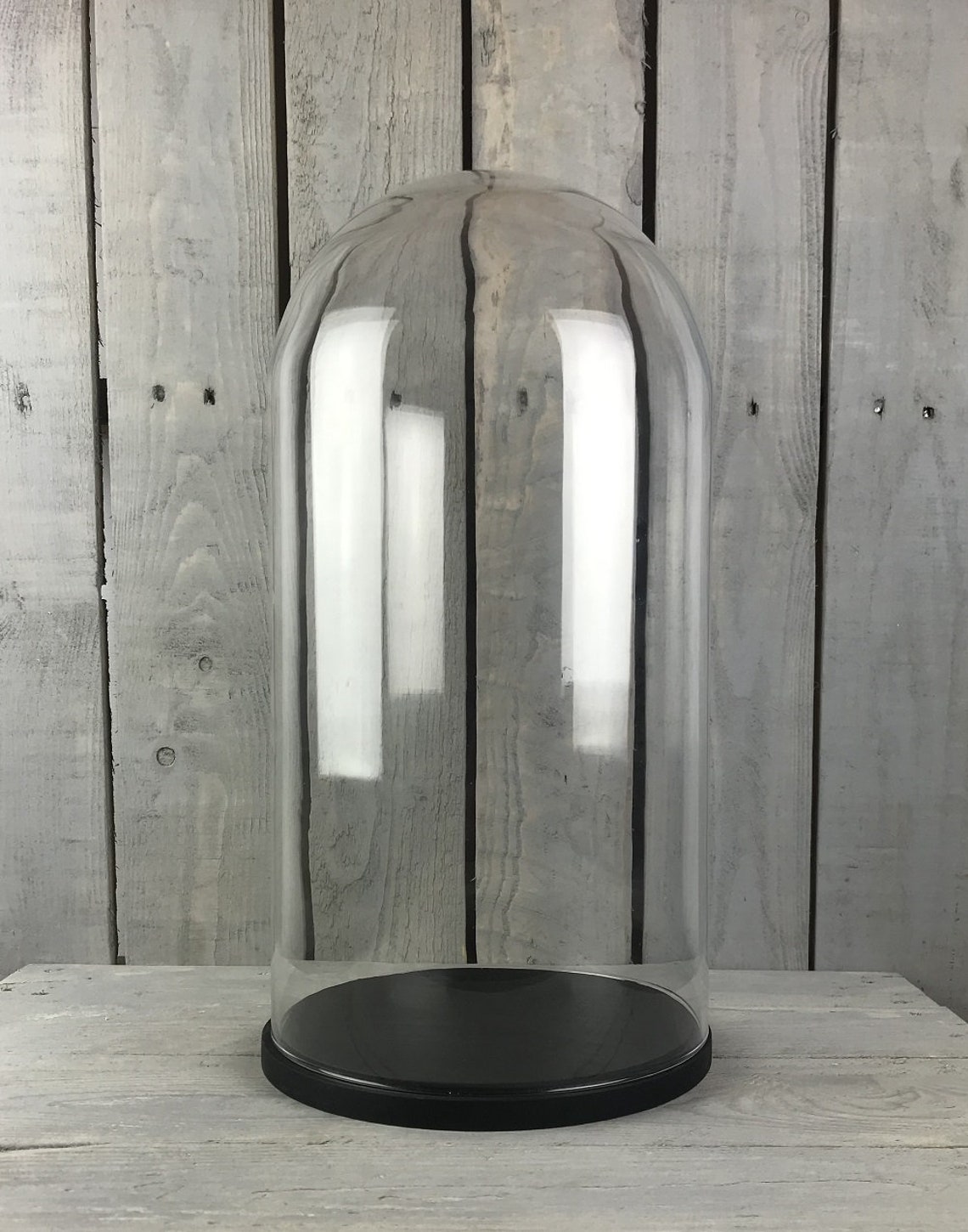 Large Glass Dome Cover Cloche Display With Black Wooden Base Etsy UK