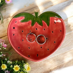 Pink Strawberry Ring Dish | Trinket Plate | Handmade