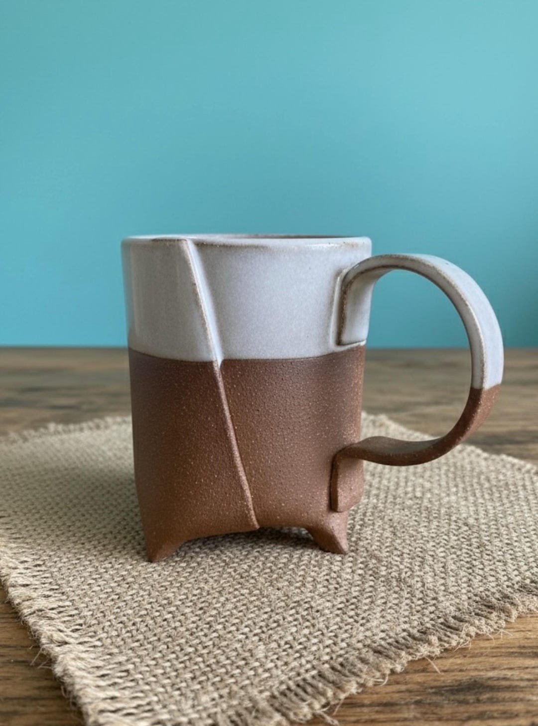Color Block Mug, Modern Minimalist Design, White Glaze, Handmade, 12 Oz ...