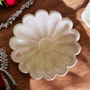 Handmade Flower Trinket Dish: Satin Matte Pink Glaze