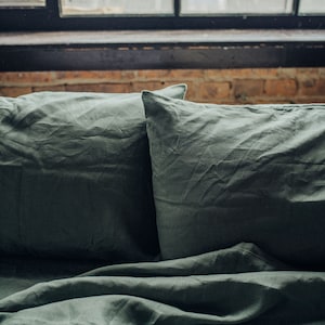 Linen Pillow Case / Reseda Green color / Pillowcase / Standard, Jumbo, Queen, King, Euro big, EU Ikea, EU Standard, Boudoir, Custom size