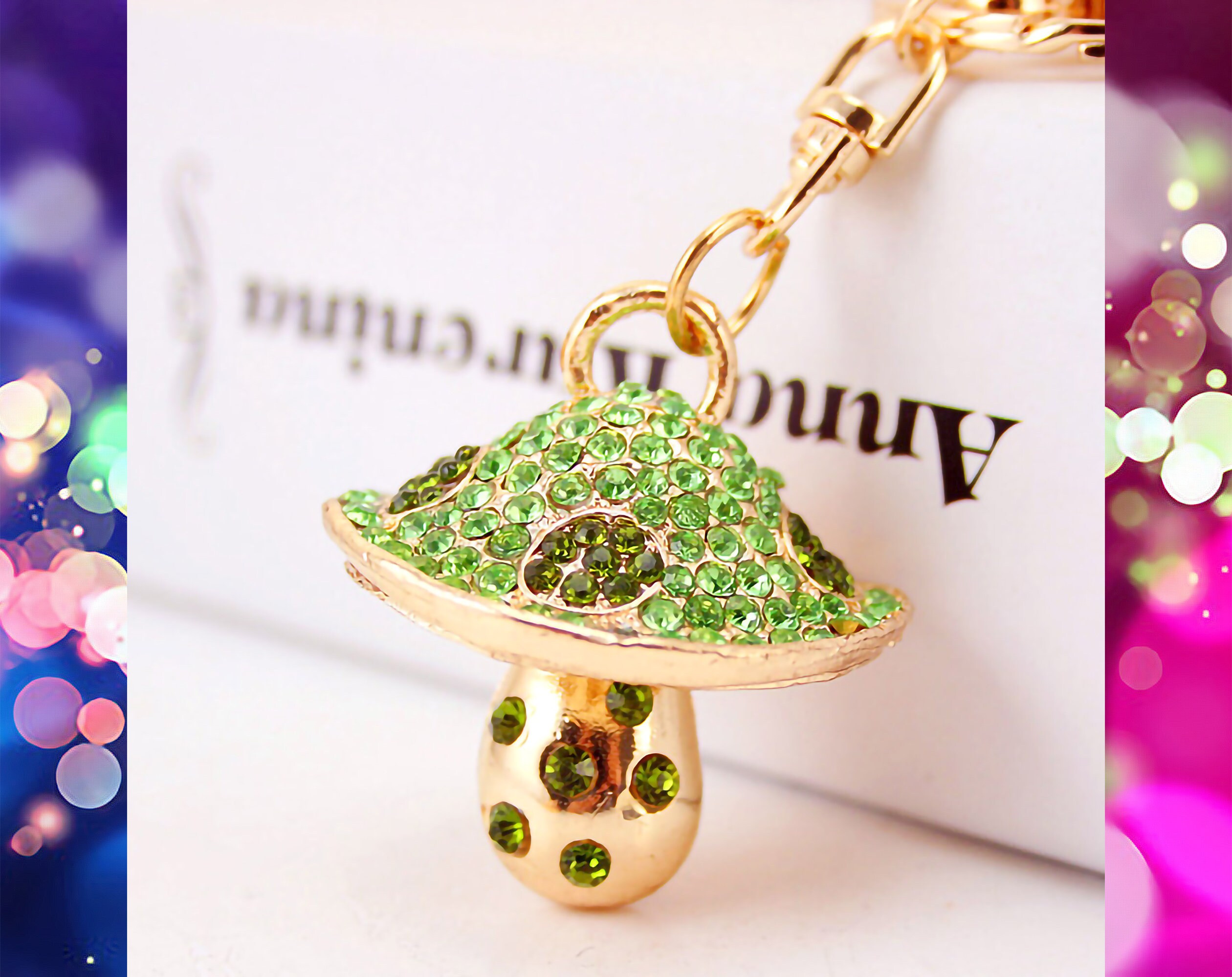 Mushroom Diamond Art Keychain, This Cute Rhinestone Keychain is