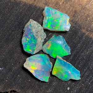 AAA Grade Unique Opal Raw / 7.95 CT Precious Opal Boulder Rough / Multi Welo Fire Opal Raw / Uncut Ethiopian Opal Rough / 5 Pieces Opal Lot