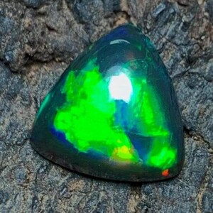 Genuine Rare Black Opal Cabochon, 1.85 CT Trillion Shape Black Opal, Rare Polished Black Opal Gemstone, AAAA Quality Multi Fire Opal Stone