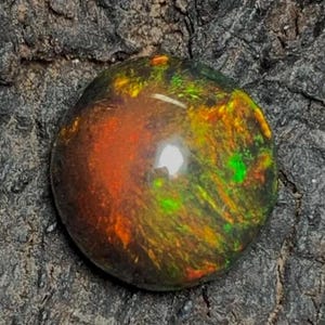 Genuine Rare Black Opal Cabochon, 2.50 Carat Round Shape Black Opal Stone, Multi Welo Fire Opal Gemstone, Smooth Black Opal, Size 10x10x6 MM