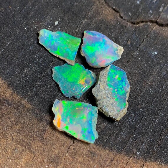 AAA Grade Ethiopian Opal Raw - 7.95CT White Opal Loose Gemstone Rough - Multi Welo Vibrant Fire Opal Raw Lot - Uncut Opal Boulder Opal Rough