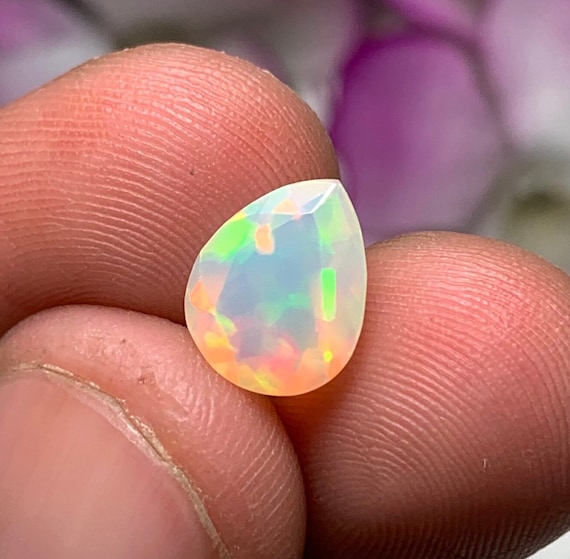Natural Fire Opal Gemstone Pear Cut Opal Loose Ethiopian Opal