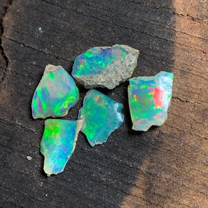 AAA Grade Ethiopian Opal Raw - 7.95CT White Opal Loose Gemstone Rough - Multi Welo Vibrant Fire Opal Raw Lot - Uncut Opal Boulder Opal Rough image 5