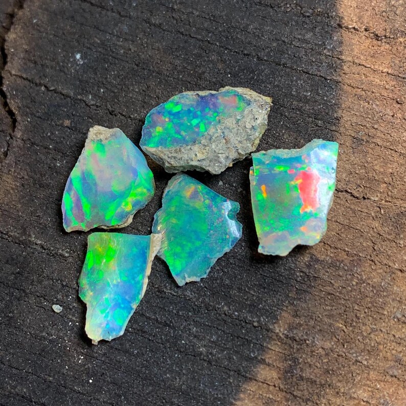 AAA Grade Ethiopian Opal Raw - 7.95CT White Opal Loose Gemstone Rough - Multi Welo Vibrant Fire Opal Raw Lot - Uncut Opal Boulder Opal Rough image 5