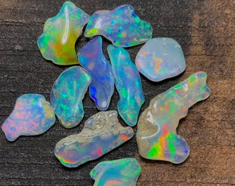 White Opal Loose Rough Lot - 8.60 CT Boulder Opal Smooth Large Stone - Genuine Etiopian Opal Raw Lot - Multi Welo Vibrant Fire Opal Rough