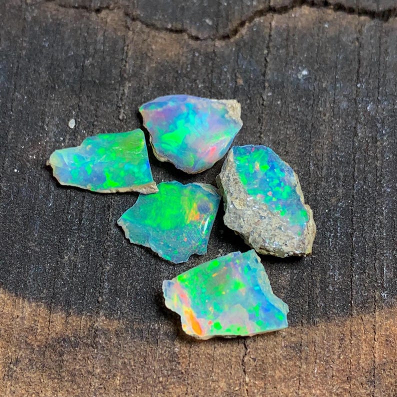 AAA Grade Ethiopian Opal Raw - 7.95CT White Opal Loose Gemstone Rough - Multi Welo Vibrant Fire Opal Raw Lot - Uncut Opal Boulder Opal Rough image 4