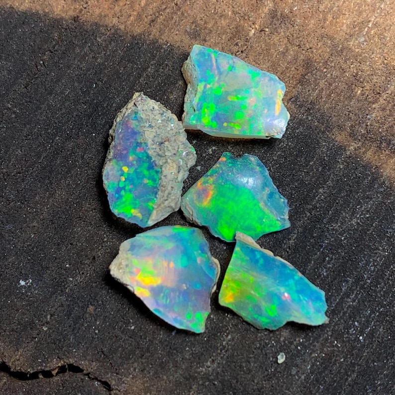 AAA Grade Unique Opal Raw / 7.95 CT Precious Opal Boulder Rough / Multi Welo Fire Opal Raw / Uncut Ethiopian Opal Rough / 5 Pieces Opal Lot