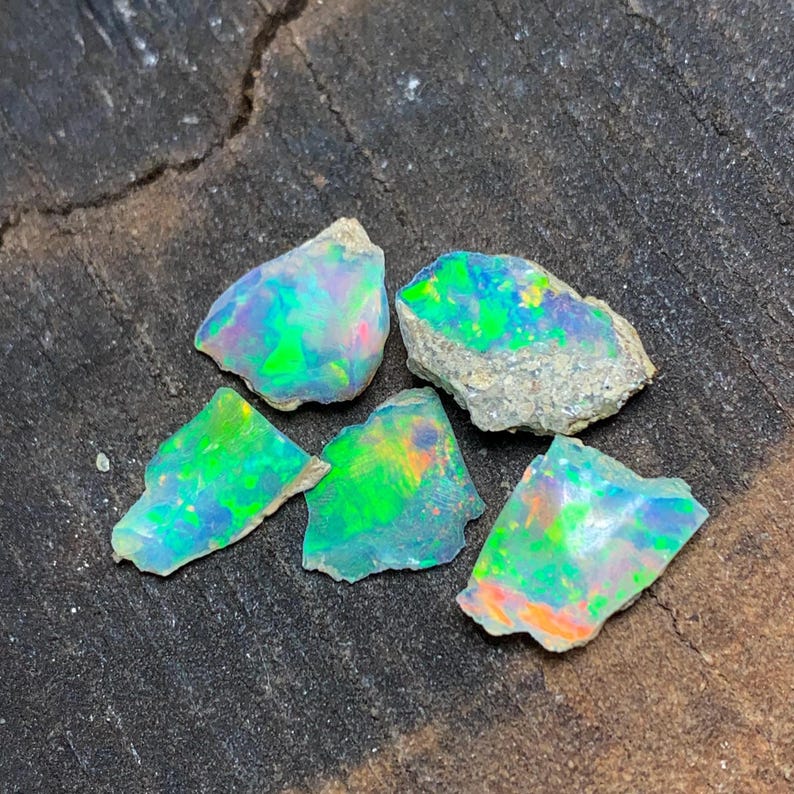 AAA Grade Ethiopian Opal Raw - 7.95CT White Opal Loose Gemstone Rough - Multi Welo Vibrant Fire Opal Raw Lot - Uncut Opal Boulder Opal Rough image 2