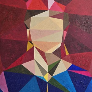Frida in Shapes - Cubist Geometric Acrylic Portrait