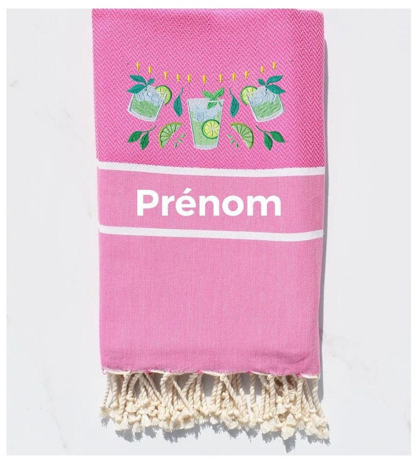 Fouta Brodée Chevrons Motif Mojito