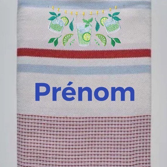 Fouta Brodée Chevrons Rayée Motif Mojito