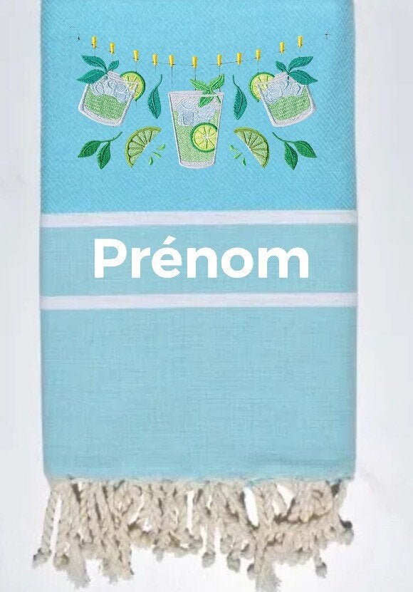 Fouta Brodée Chevrons Motif Mojito