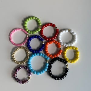 Customizable Simple Minimalistic Colourful Fun Boho Beaded Stackable Seed Rings