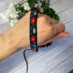 Black Ukrainian SYLYANKA seed bead necklace Every day Handmade Beaded collar Vyshyvanka Sylyanka author&#39;s work Traditional Ukraine necklaces