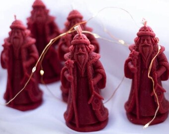 Saint Nicholas New Year's Candle Set of Christmas candle Wax Santa Claus Candle made from natural Beeswax candles christmas figure