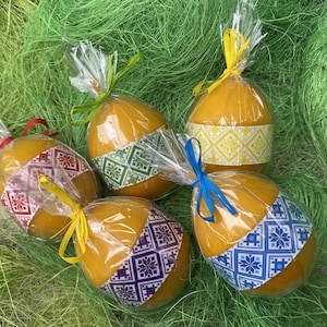 Set of Easter candle. Easter eggs. Wax Easter eggs. Khristos Vaskres. Easter gift, Christ is risen. Orthodox Easter. Catholic Easter decor