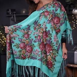 Ukrainian shawl, Traditional gifts for women, shawl bohemian scarf flower, Big Folk Scarf, Large Ukrainian Shawl, Ethnic, Gift for Easter