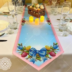Easter table runner bead embroidery kit Easter basket decoration Easter embroidery kit Orthodox Easter  DIY Easter tablecloth Beadwork