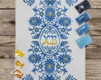 Easter basket decoration Towel for Easter basket Easter embroidery kit Orthodox Easter Christ is Risen napkin DIY Easter napkin Beadwork