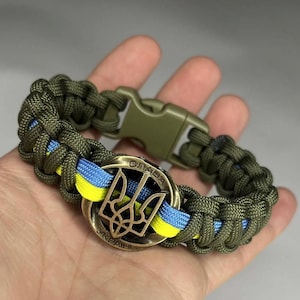 Ukrainian Patriotic bracelet with Ukrainian flag and Coat of Arms of Ukraine Handmade Support Ukraine Help Ukrainian Stay with Ukraine