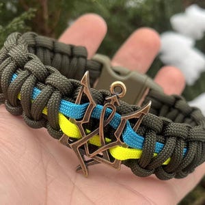 Ukrainian Patriotic bracelet with Ukrainian flag and Coat of Arms of Ukraine Handmade Support Ukraine Help Ukrainian Stay with Ukraine